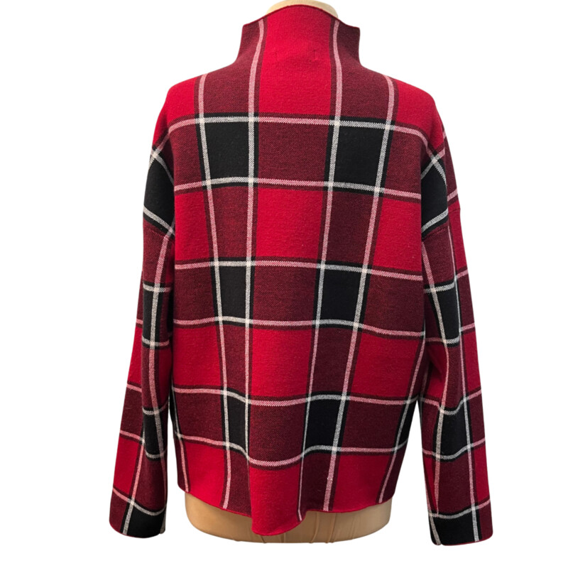 Rachel Zoe Plaid Sweater<br />
Mock Neck<br />
Super Soft!<br />
Red and Black<br />
Size: XL