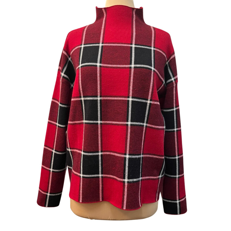 Rachel Zoe Plaid Sweater<br />
Mock Neck<br />
Super Soft!<br />
Red and Black<br />
Size: XL