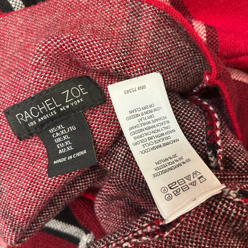 Rachel Zoe Plaid Sweater<br />
Mock Neck<br />
Super Soft!<br />
Red and Black<br />
Size: XL