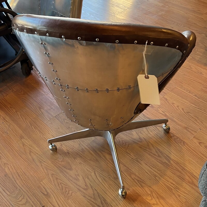 RH Spitfire Desk Chair, Aluminum, Leather