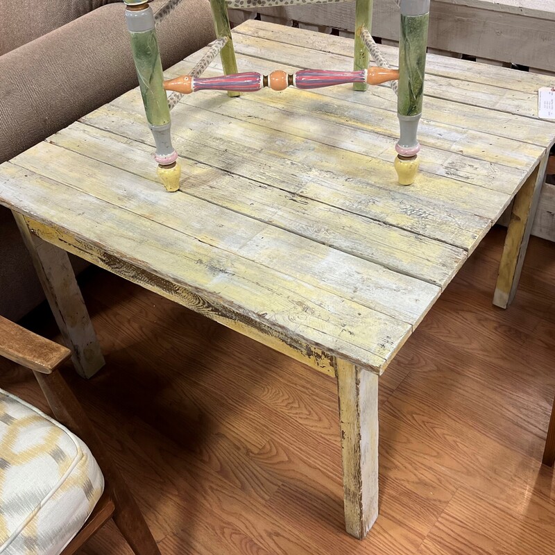 Rustic Painted Table, Yellow
34in x 34in x 23in tall