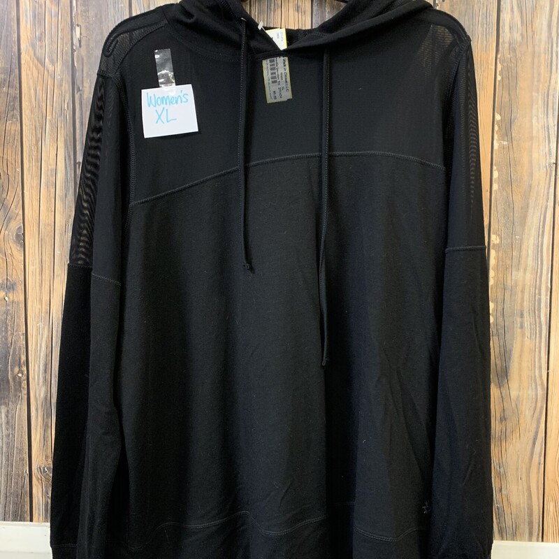 Black Hoodie See-thru Top, Size: XL