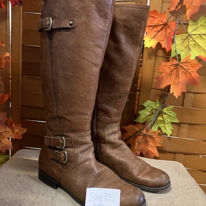 Naturalizer Brown Boots, Size: 8.5, Leather, Wide Shaft