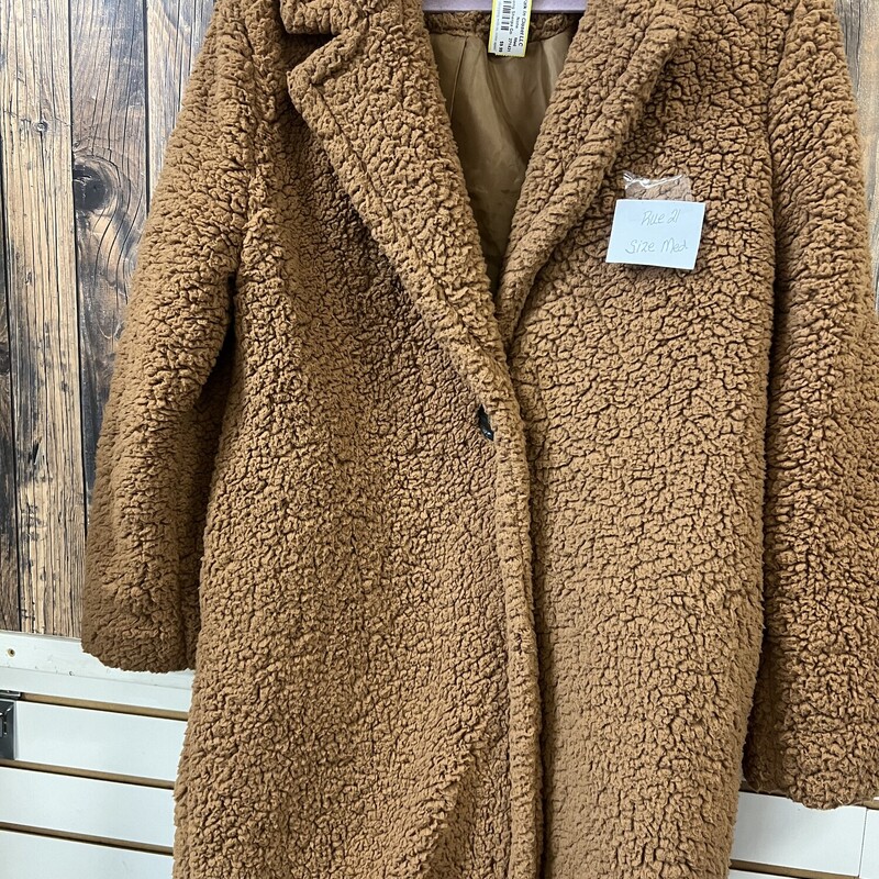 Pumpkin Long Sherpa Coat, Size: Med