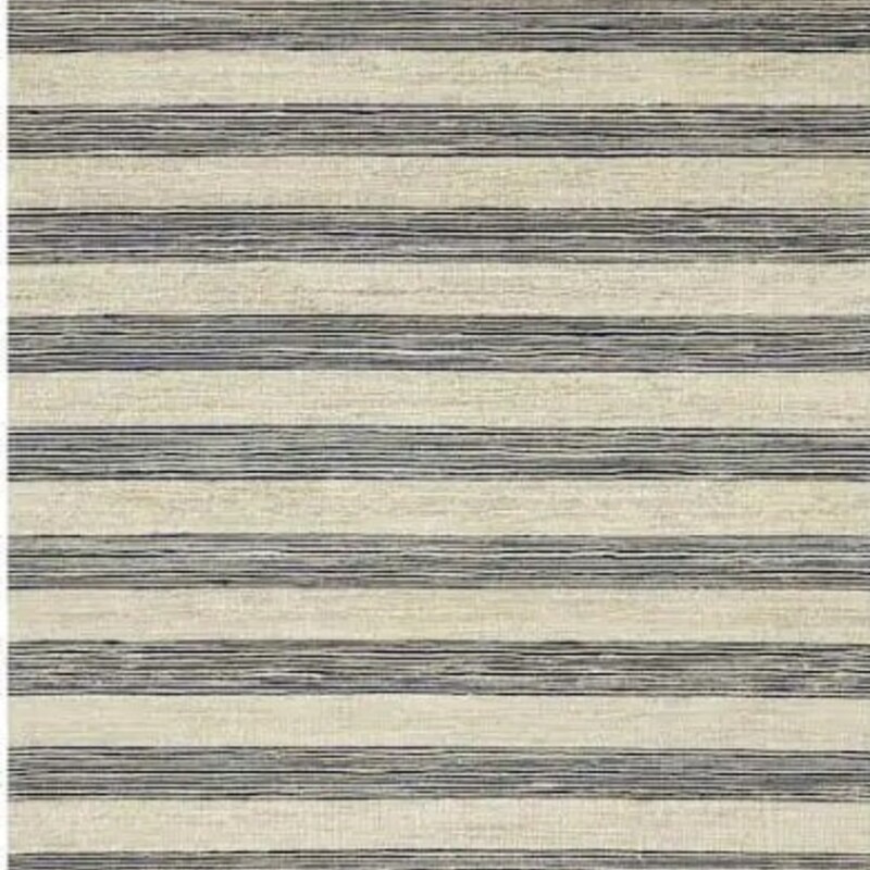 Striped Jute Rug
Natural Tan with Navy Stripes
Size: 8x10
As Is- Fringe Torn/Uneven One End
Retail $229