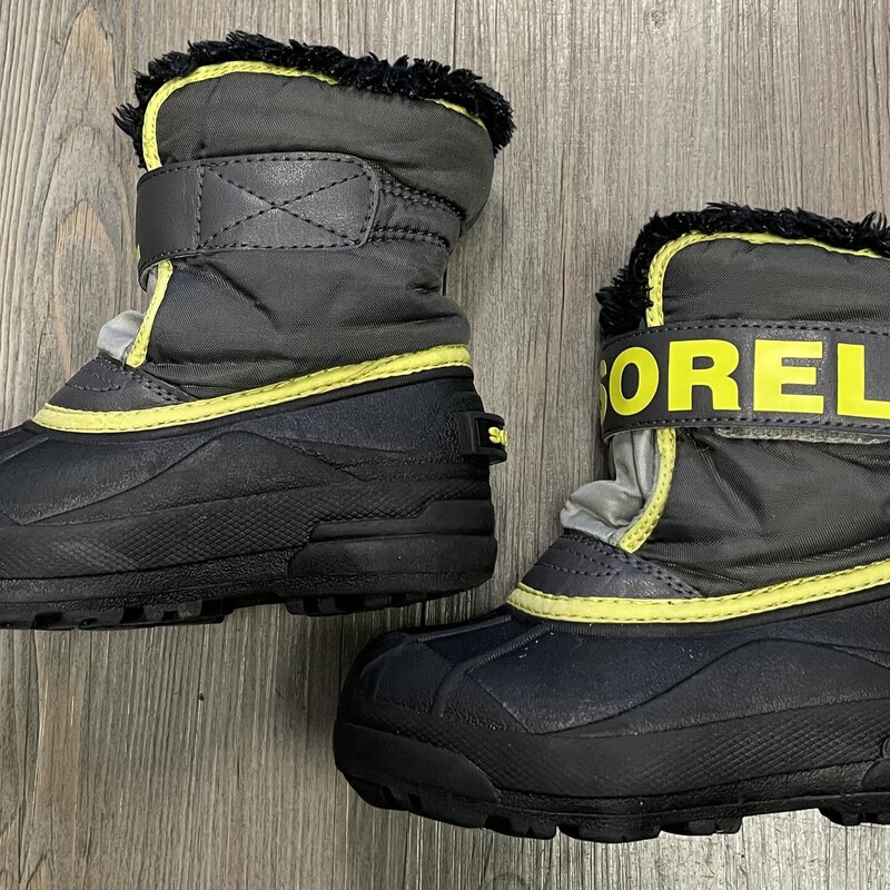 Sorel Winter Boots, Black/ lime Size: 10T