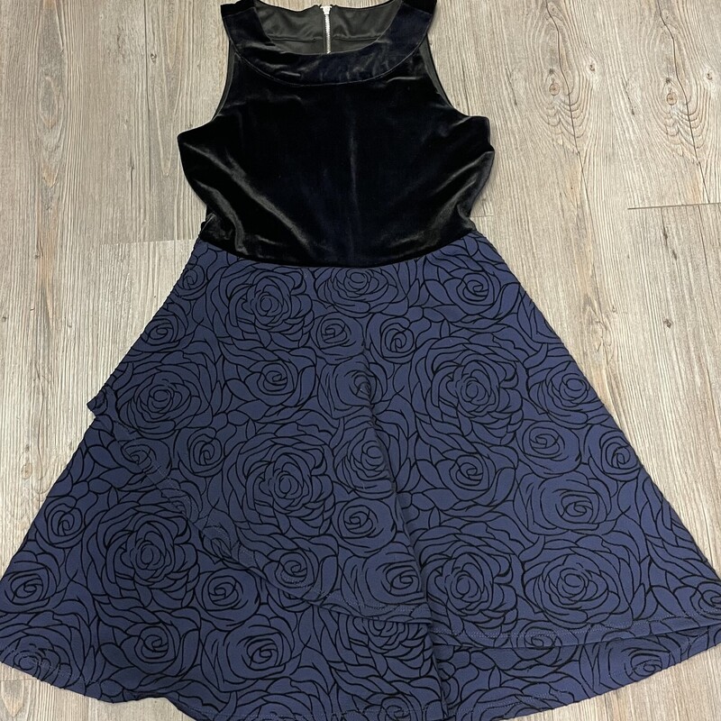 Blush Velvet Dress, Navy/Black, Size: 14Y