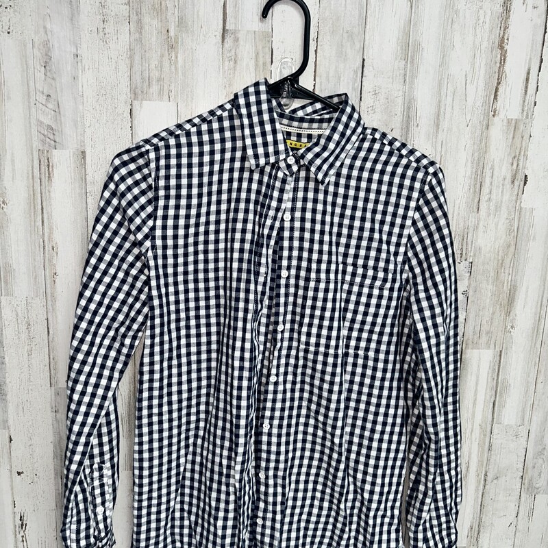 S Navy Plaid Button Up