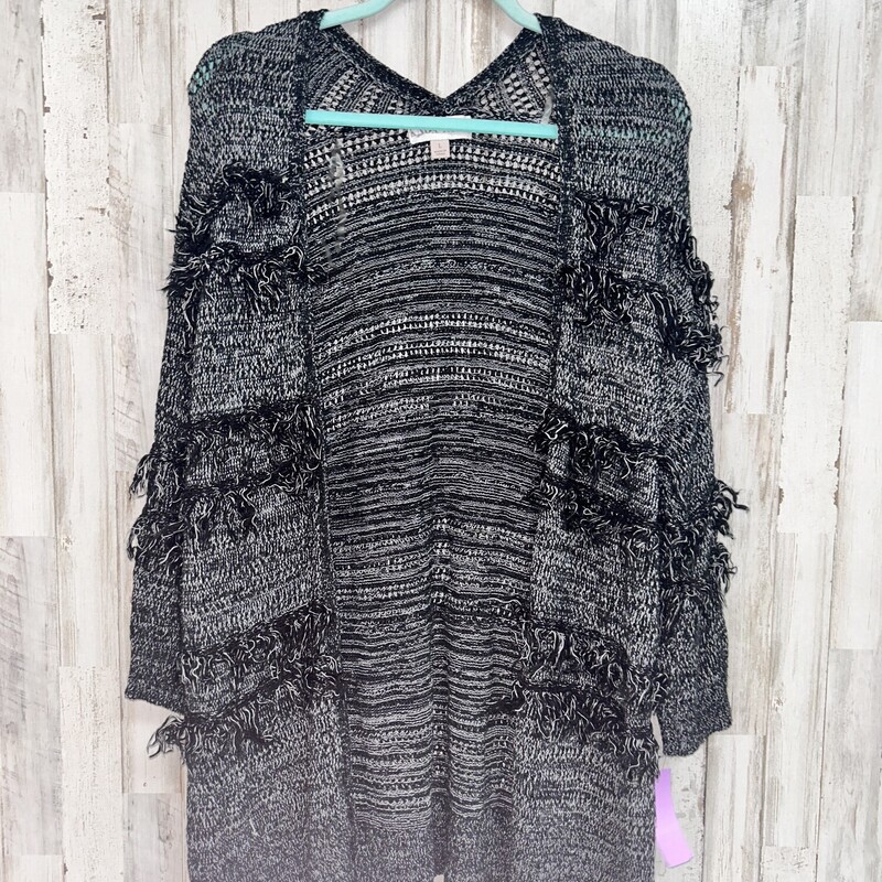 L Black Fringe Cardigan