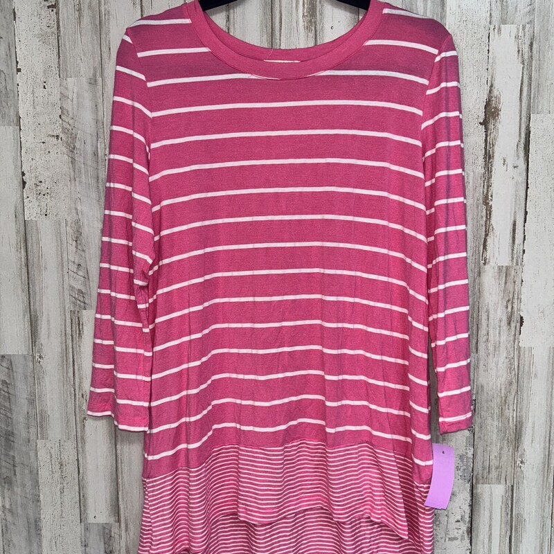 M Pink Stripe Peplum Top