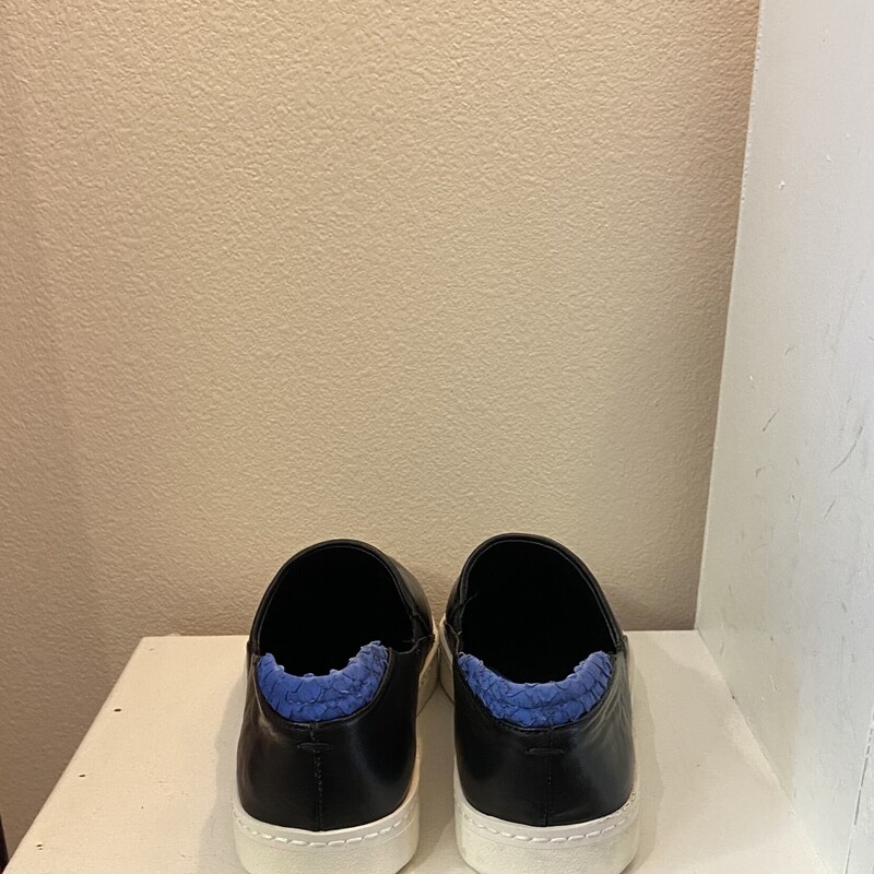 EUC Blk/Blu Lthr Sneaker<br />
Blk/blu<br />
Size: 8 R $109