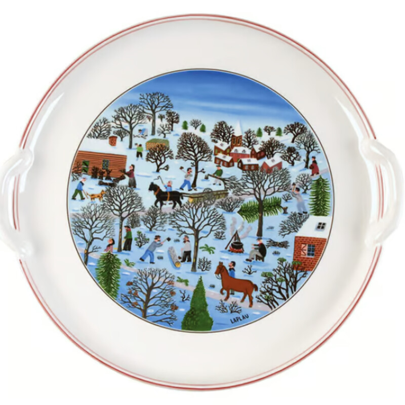 Villeroy & Boch Naif Christmas Handled Cake Plate
Red White Blue Green Brown
Size: 12 Diam