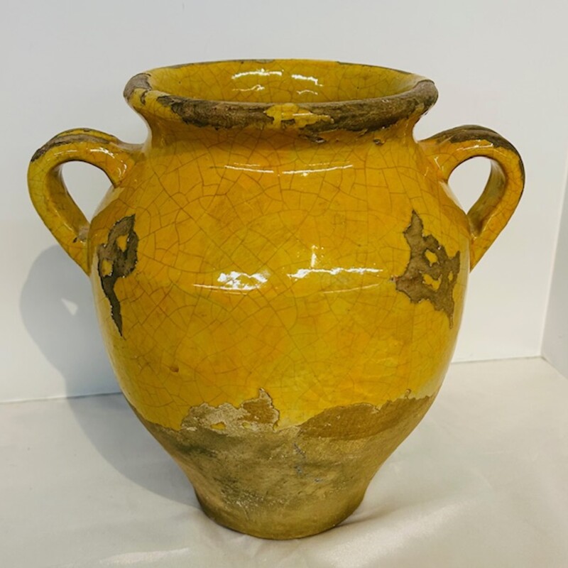 Pottery Barn Tuscan Glaze Urn Vase
Yellow and Tan
 Size: 9.5x9.5H