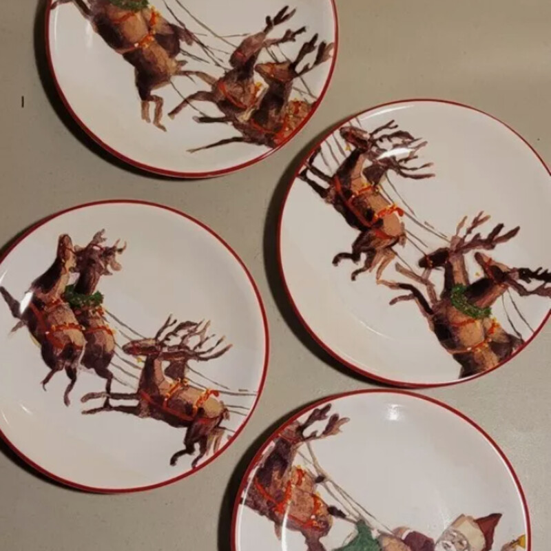 S4 Williams Sonoma Santa and His Reindeer Salad Plates
Xmas Brown
Size: 8.5Diam