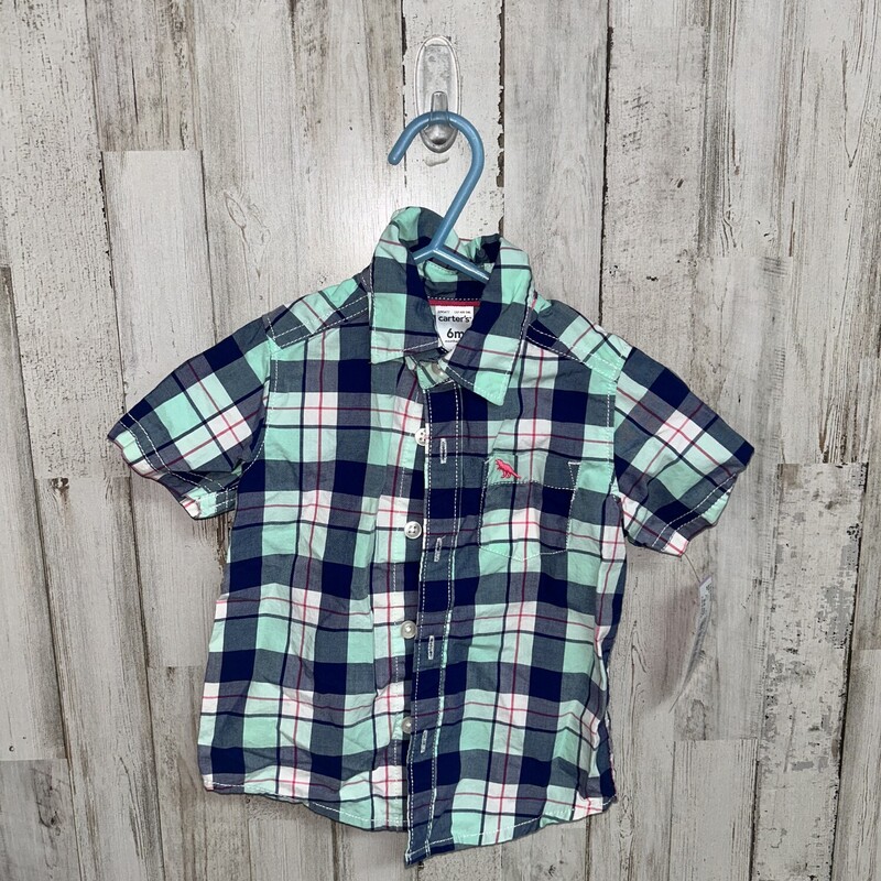 6M Teal Plaid Button Up, Teal, Size: Boy 0-9m