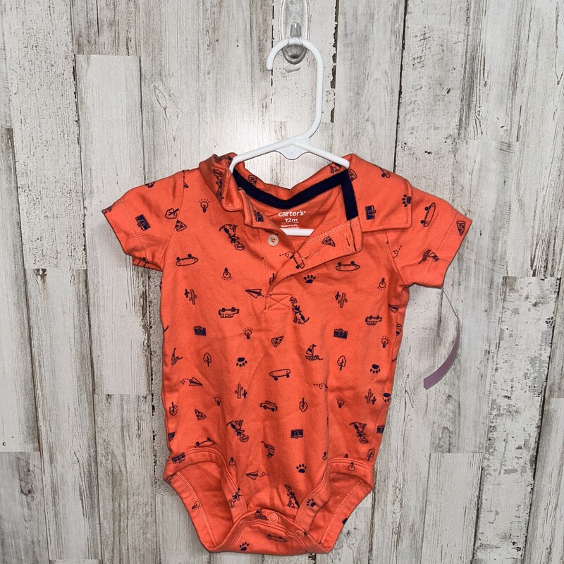 12M Orange Printed Polo O