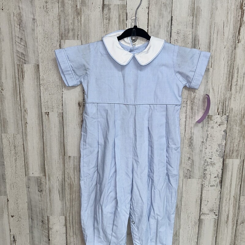 12M Lt Blue Plaid Romper