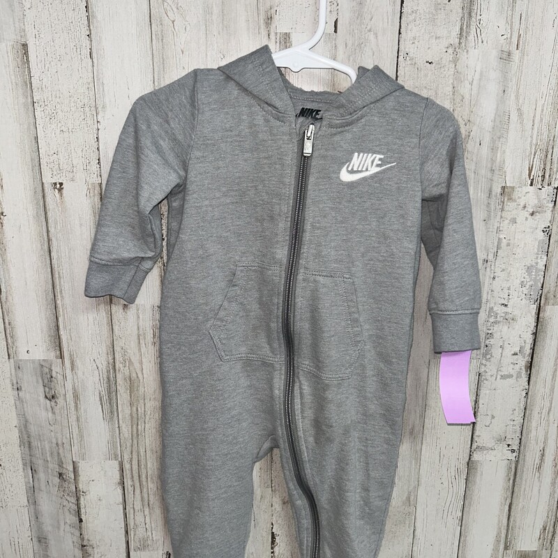 12M Grey Logo Zip Romper