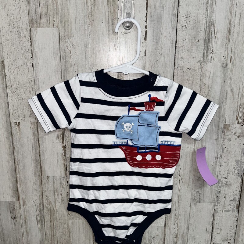 12M Navy Stripe Ship Ones, Navy, Size: Boy 12-24m