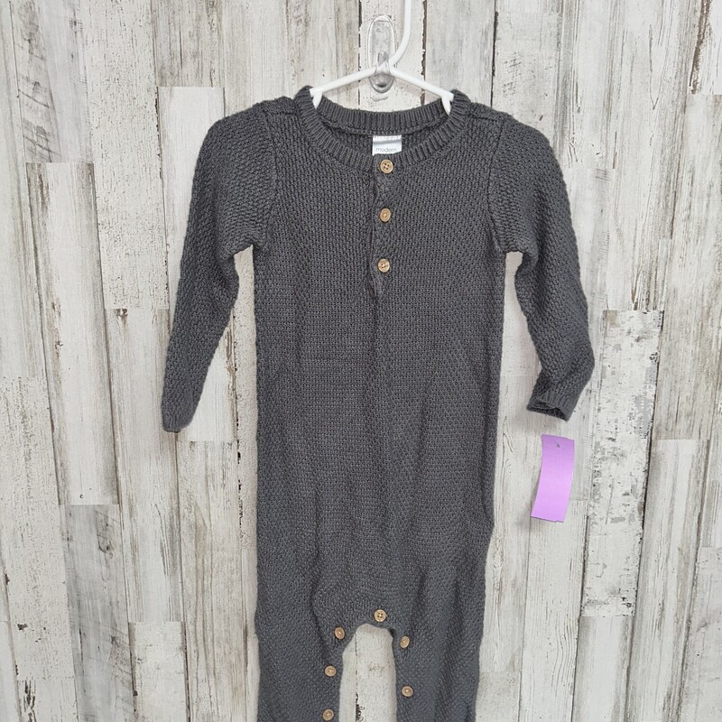 12M Grey Knit Button Romp