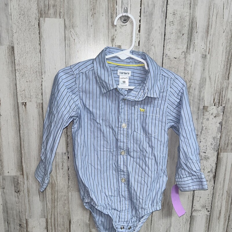 18M Blue Stripe Button On, Blue, Size: Boy 12-24m