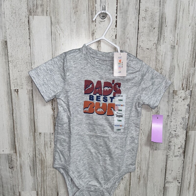 18M Dads Best Dude Onesie, Grey, Size: Boy 12-24m