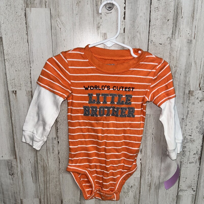 18M Cutest Brother Onesie, Orange, Size: Boy 12-24m