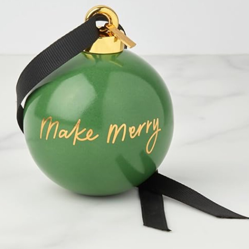 Kate Spade Make Merry Ornament
Green Gold
Size: Small