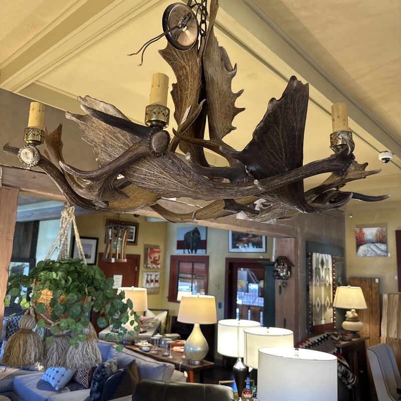 Moose Antler Six Light Chandelier<br />
<br />
 Size: 32Rx24T