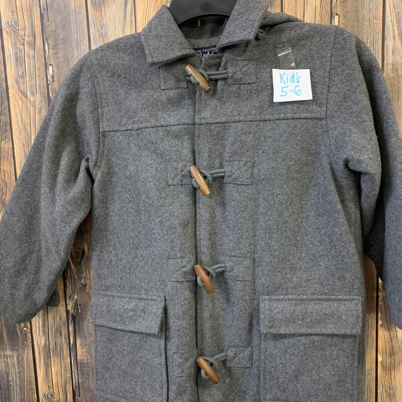 Gray Pea Coat, Size: 5-6