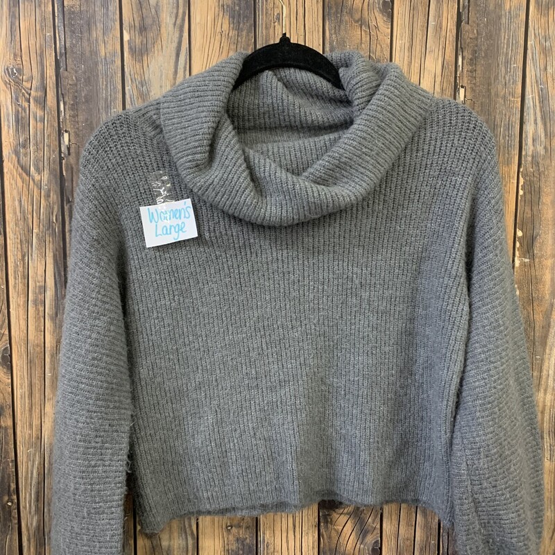 Gray Cowl Neck Sweater, Size: L