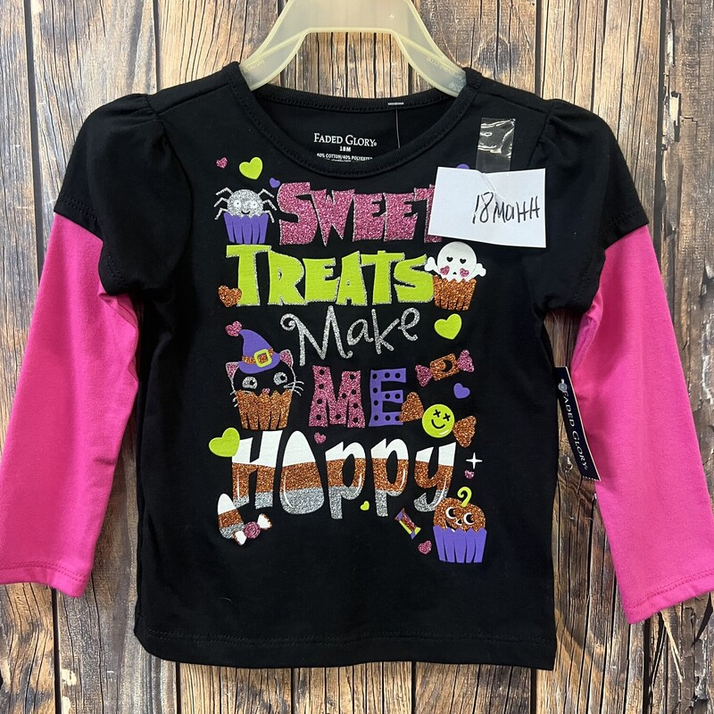 Black/pink Halloween Top, Size: 18m