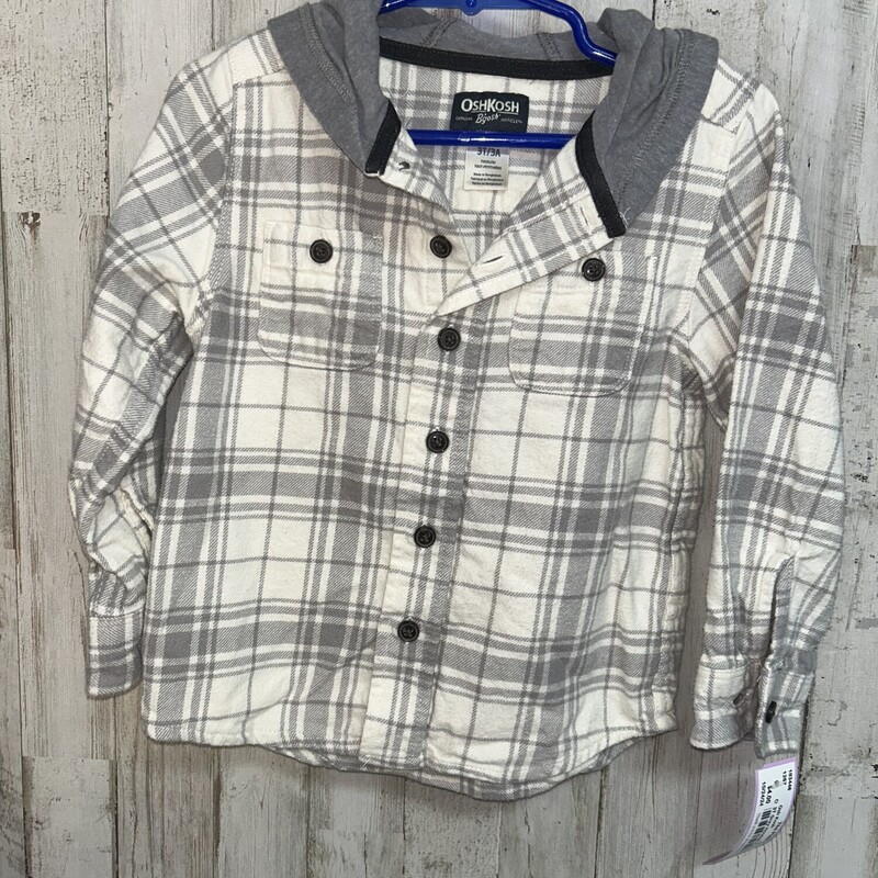 3T Grey Hooded Flannel