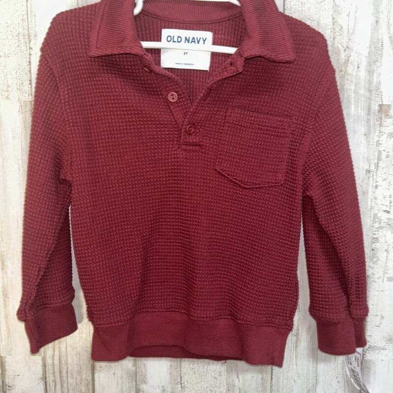 3T Red Waffle Polo