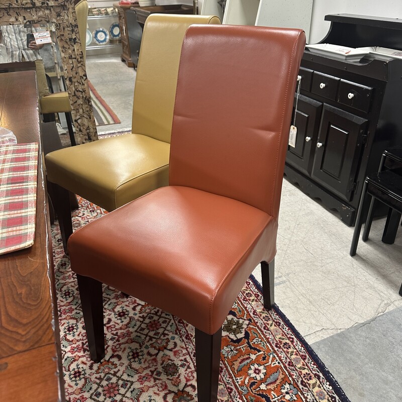 Four Parsons Side Chairs, sold together as a set of 4. Orange/Yellow