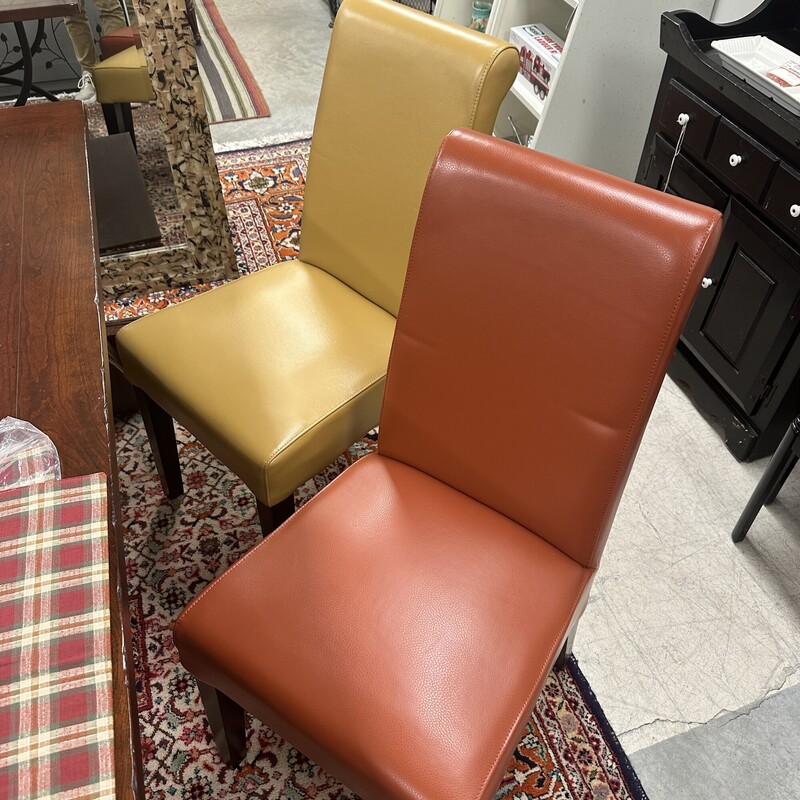 Four Parsons Side Chairs, sold together as a set of 4. Orange/Yellow