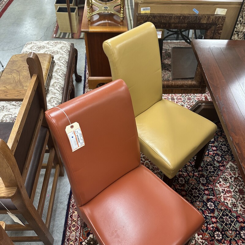 Four Parsons Side Chairs, sold together as a set of 4. Orange/Yellow