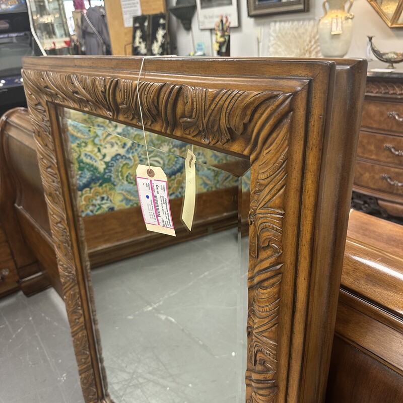 Carved Wood Mirror, Dark Stain
Size: 48x36