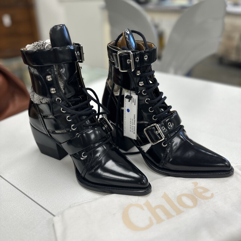 Chloe Patent Leather Booties, Black
Size: 9