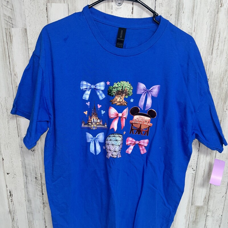 L Disney World Bow Tee, Blue, Size: Ladies L