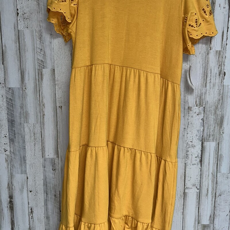 L Yellow Eyelit Tier Dres