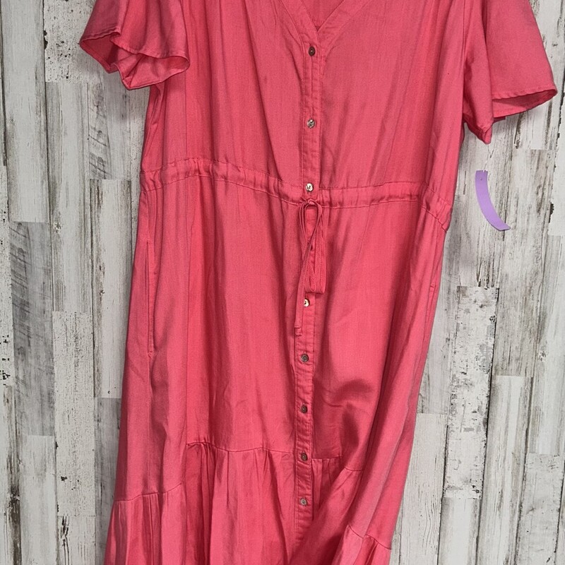 L Pink Tie Maxi Dress