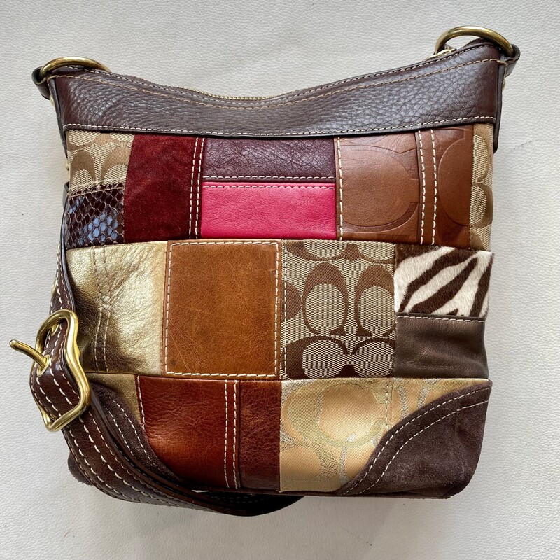 Coach Patchwork Leather Handbag
Brown Gold Pink Size: 10 x 10H