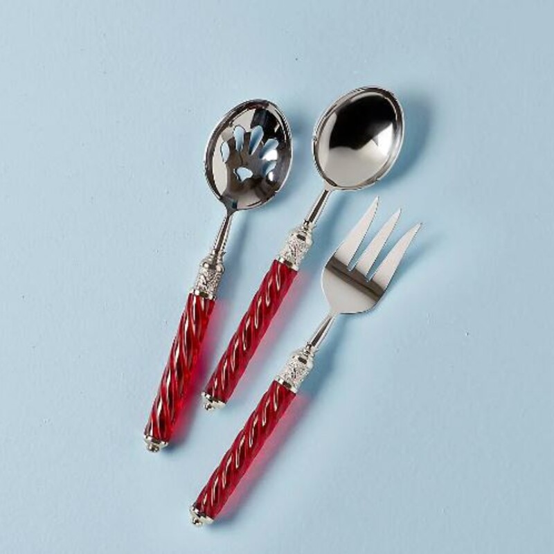 Set of 3 Lenox Holiday Jewel Utensils
Silver and Red
Size: 3x12H