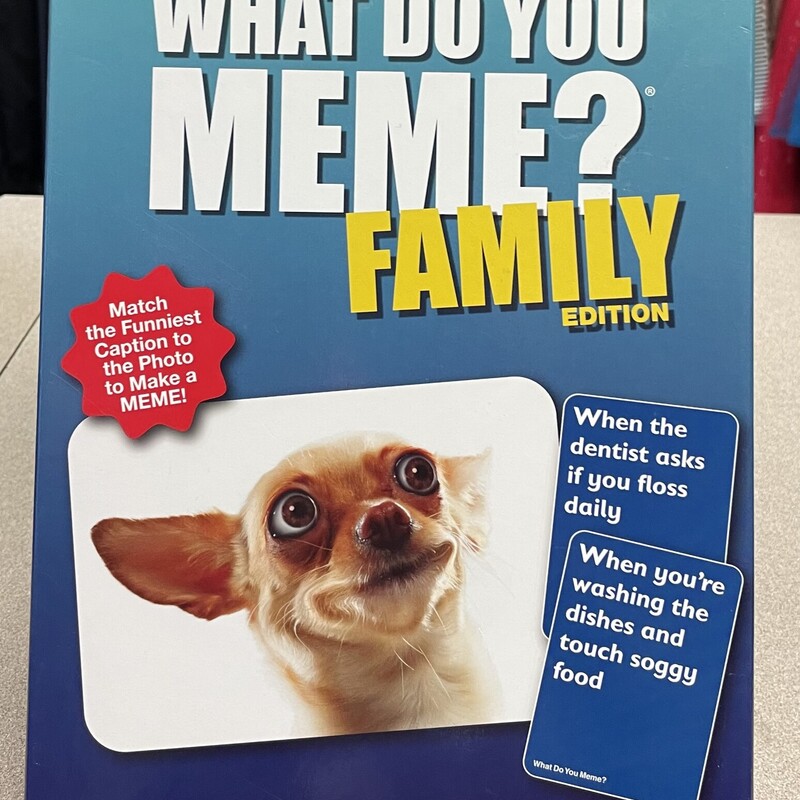 What Do You MEME?, Blue, Size: 8Y
Missing one photo card