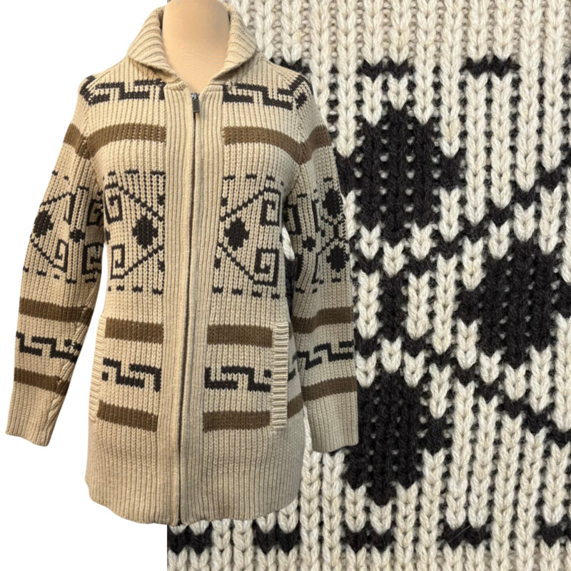 New Pendleton Long Westerly Cardigan
100% Lambs Wool
Zipper Closure
With Pockets
Colors: Tan, Coffee and Brown
Size: XS
Retails for $259.00