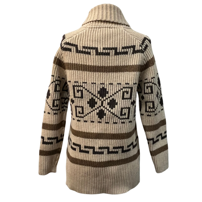 New Pendleton Long Westerly Cardigan<br />
100% Lambs Wool<br />
Zipper Closure<br />
With Pockets<br />
Colors: Tan, Coffee and Brown<br />
Size: XS<br />
Retails for $259.00