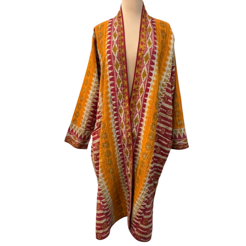 Tania Llewellyn Kantha Jacket<br />
From an Amazing Boutique in London<br />
Inspired from Designers Travels<br />
Colors:  Orange, Pink, and Tan<br />
Size: Medium