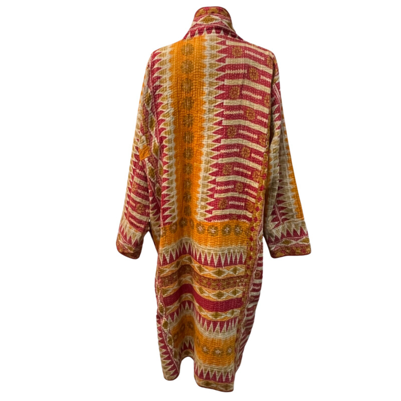 Tania Llewellyn Kantha Jacket<br />
From an Amazing Boutique in London<br />
Inspired from Designers Travels<br />
Colors:  Orange, Pink, and Tan<br />
Size: Medium