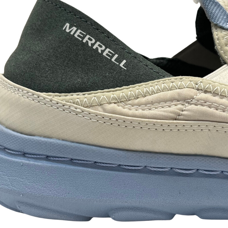 New With Tags Merrell Moc Shoes<br />
Tan and Light Blue<br />
Size: 10<br />
Retails for $75.00